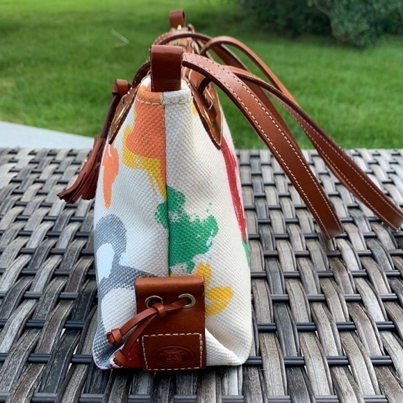 DOONEY & Bourke Painted Canvas Graffiti Shoulder Bag with Leather Trim - Picture 6 of 15